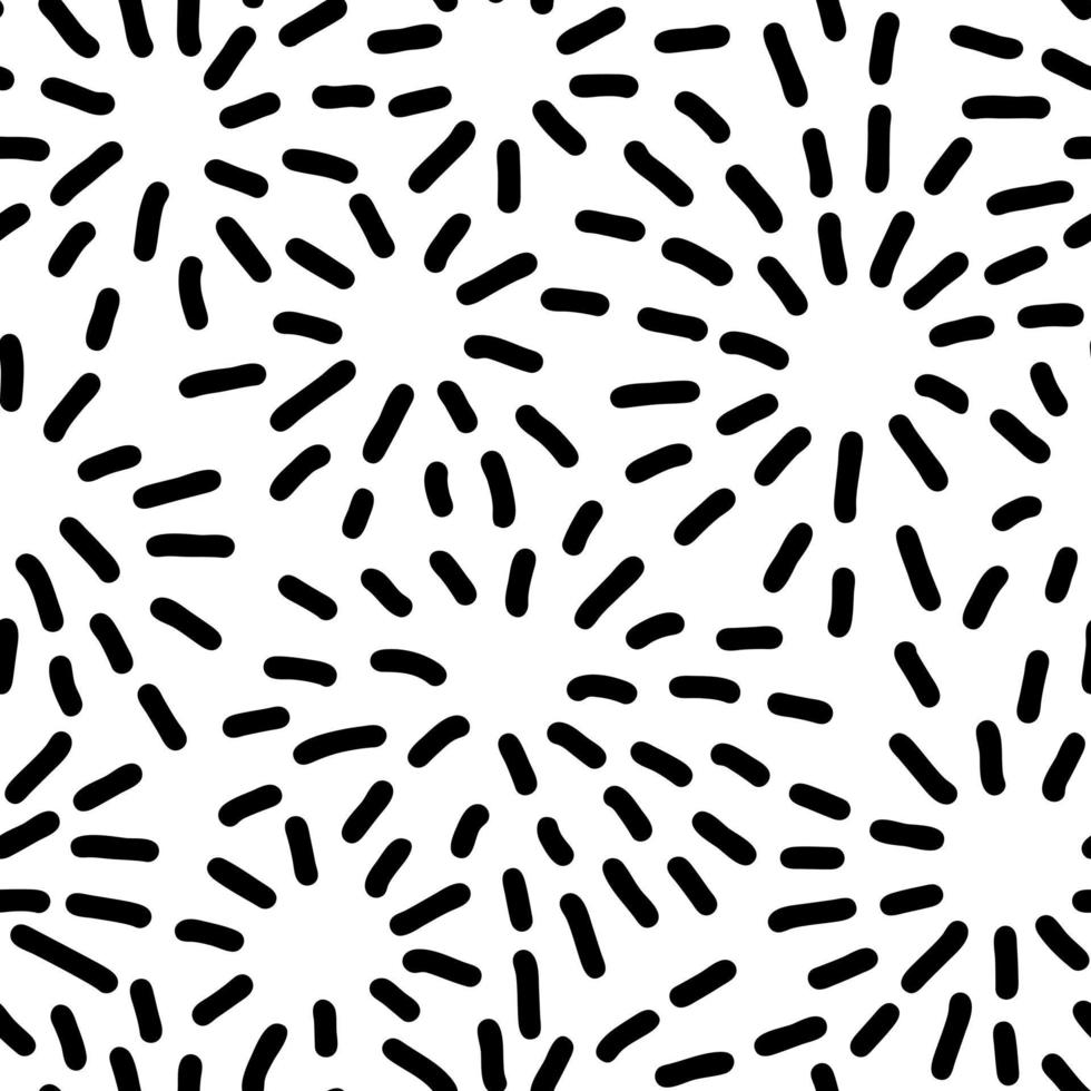 Doodle hand drawn fireworks seamless pattern. Scribble sketch texture background. Vector illustration