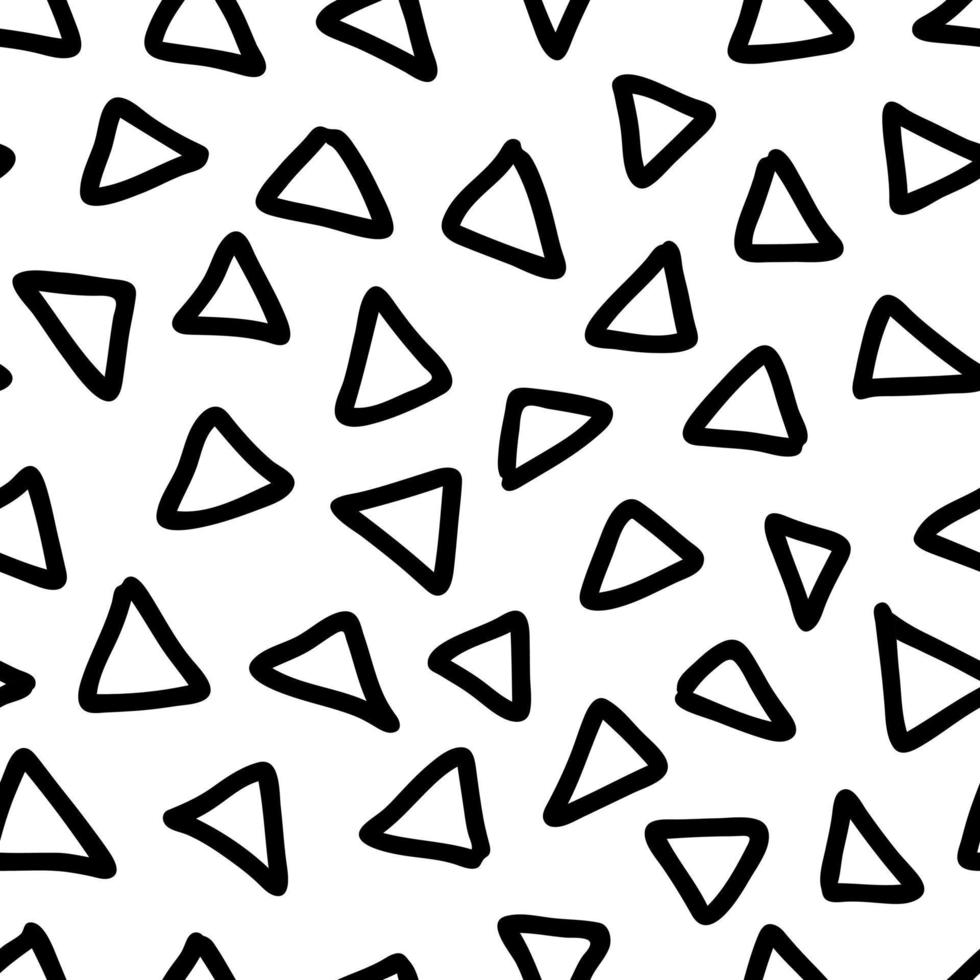 Doodle triangle hand drawn seamless pattern. Scribble sketch texture background. Vector illustration