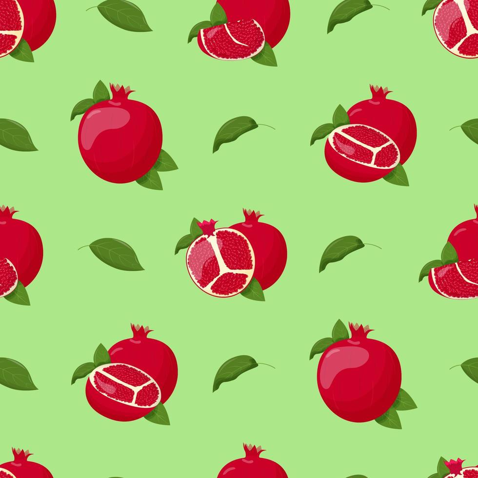 Cute pomegranate seamless pattern. Flat vector illustration.