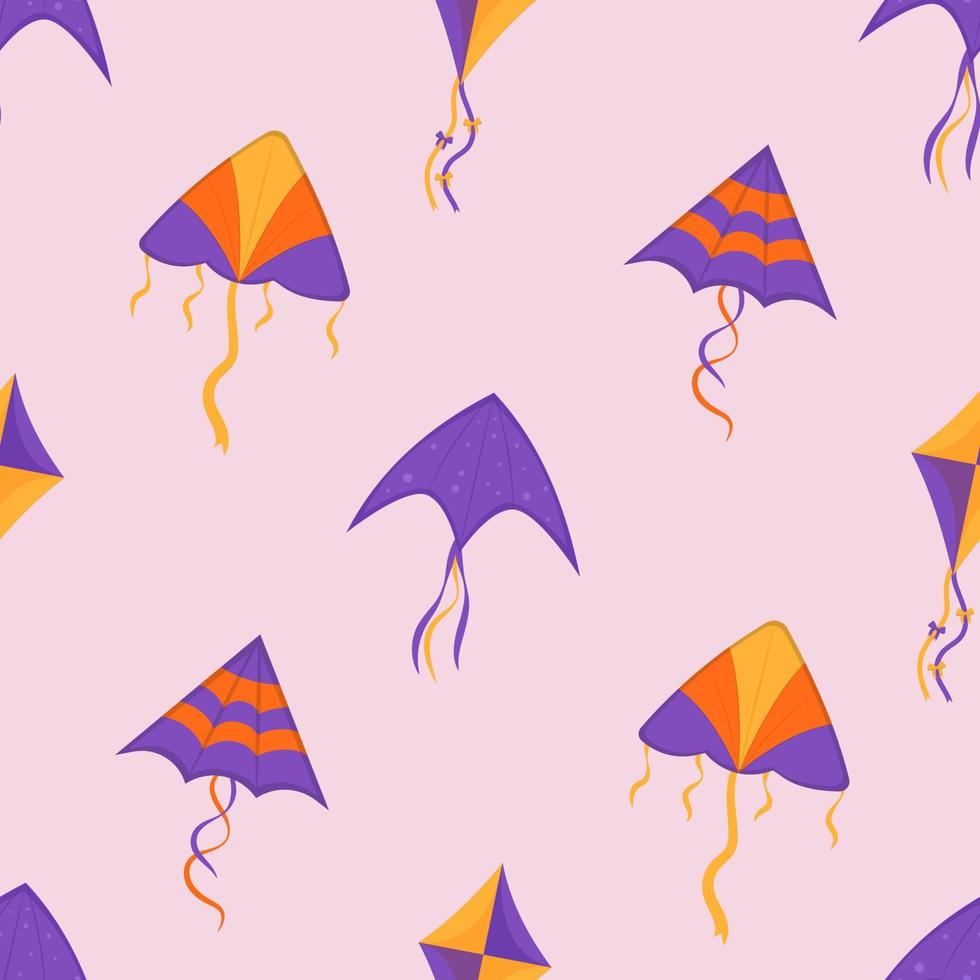 Flying wind kites seamless pattern. Makar Sankranti festival. Wind kite game. vector
