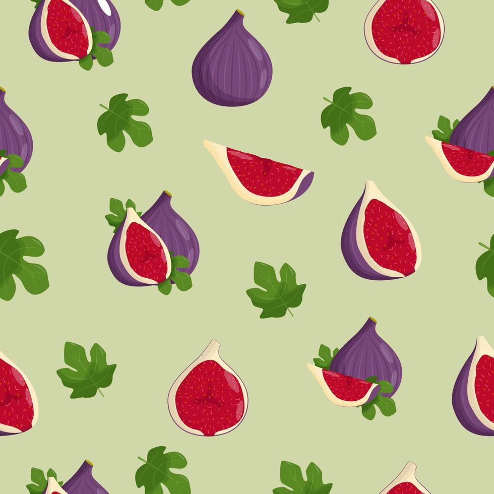 Cute fig seamless pattern. Flat vector illustration.