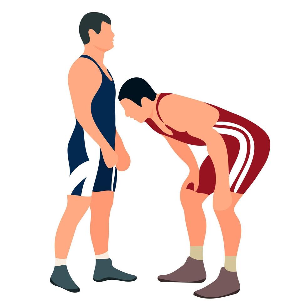 Athlete wrestler in wrestling, duel, fight. Greco Roman, freestyle, classical wrestling. vector