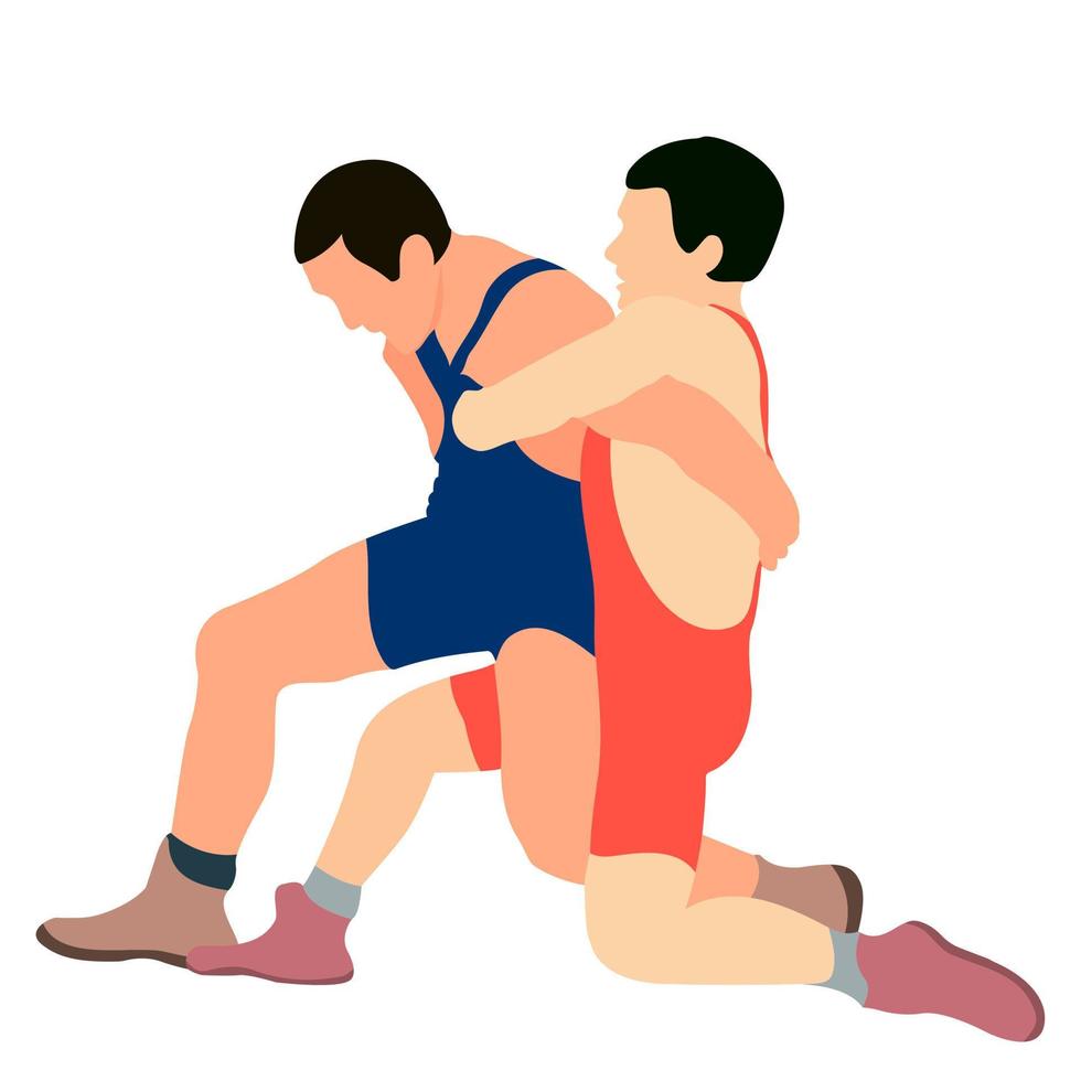 Athlete wrestler in wrestling, duel, fight. Greco Roman, freestyle, classical wrestling. vector