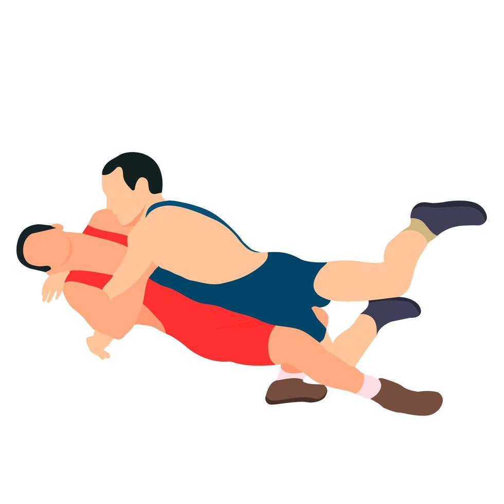 Athlete wrestler in wrestling, duel, fight. Greco Roman, freestyle, classical wrestling. vector