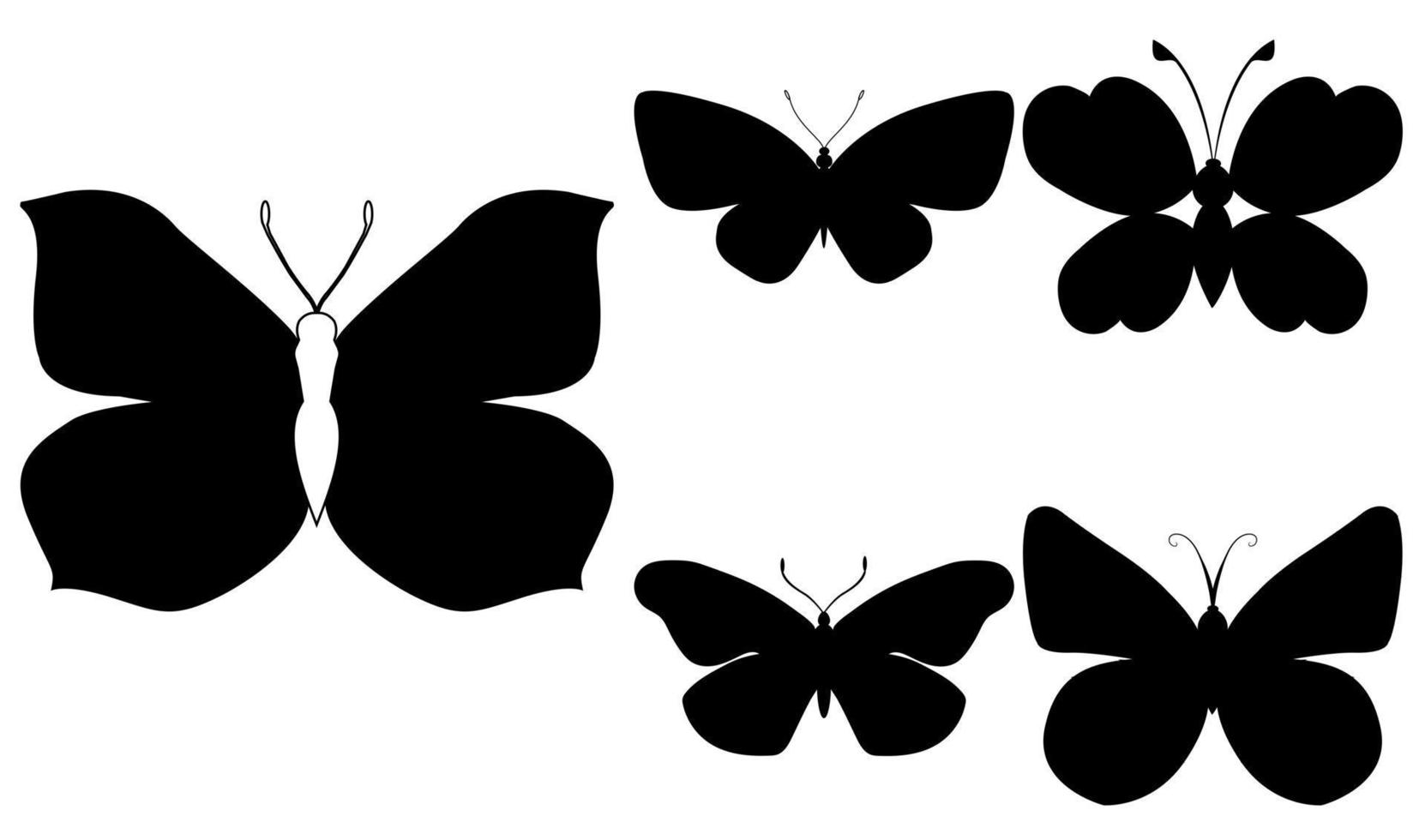 Set of outline silhouette insect butterflies. Decorative design. vector