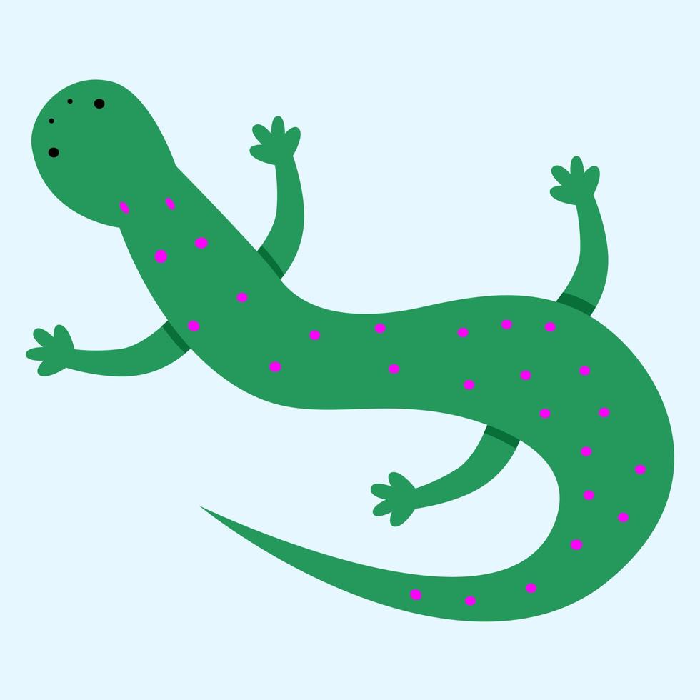 ilustración vectorial de un lagarto verde en un estilo plano vector