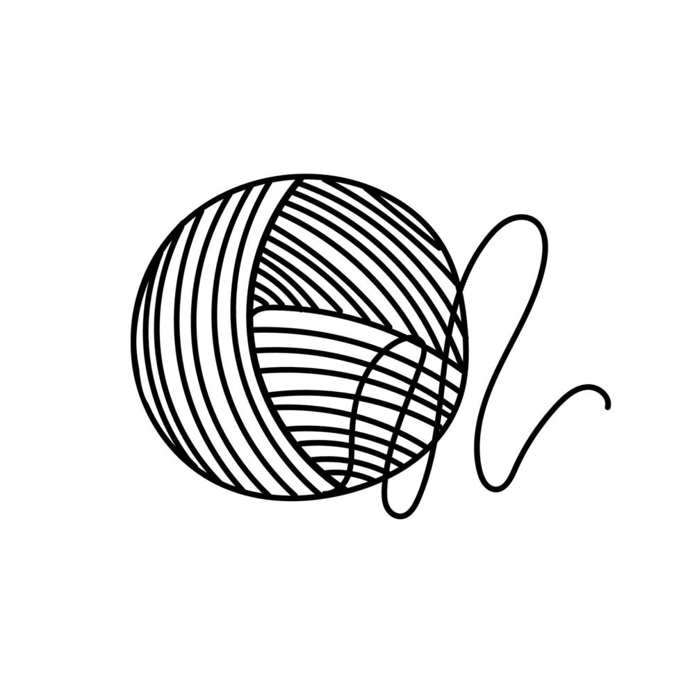 una bola de hilo, un garabato estilo boceto dibujado a mano. enrollando hilo en una esfera. hecho a mano. hilo. lana. hilo para tejer. ilustración vectorial sencilla vector