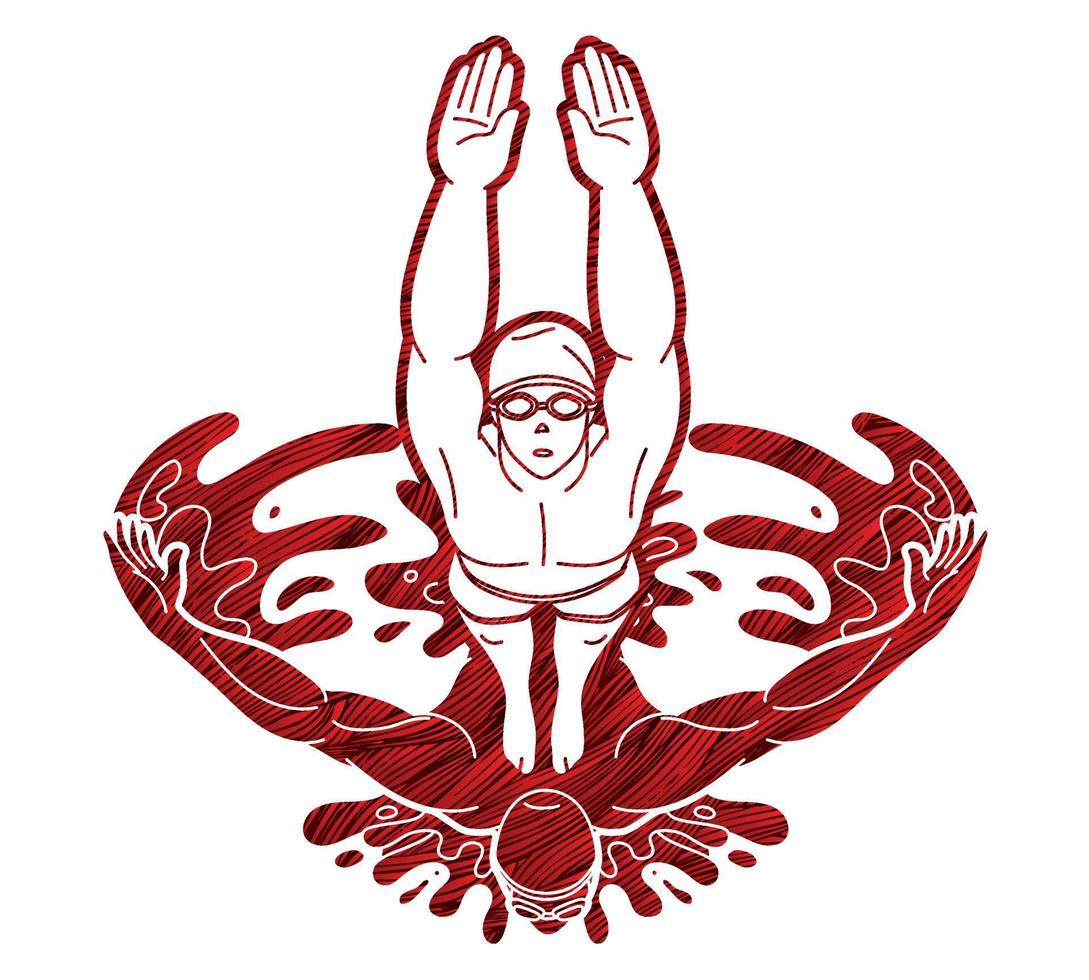 Silhouette Swimming Sport Action vector