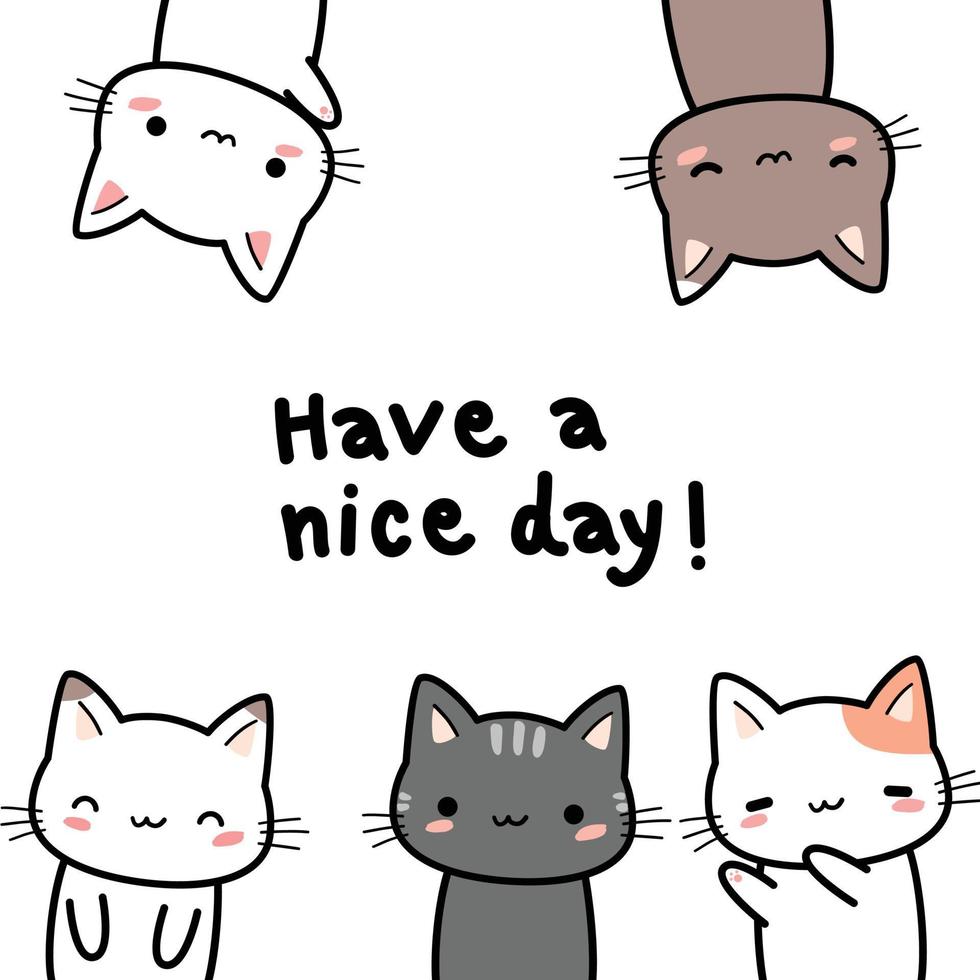 saludo de gatos lindos que tengas un buen día ilustración vector