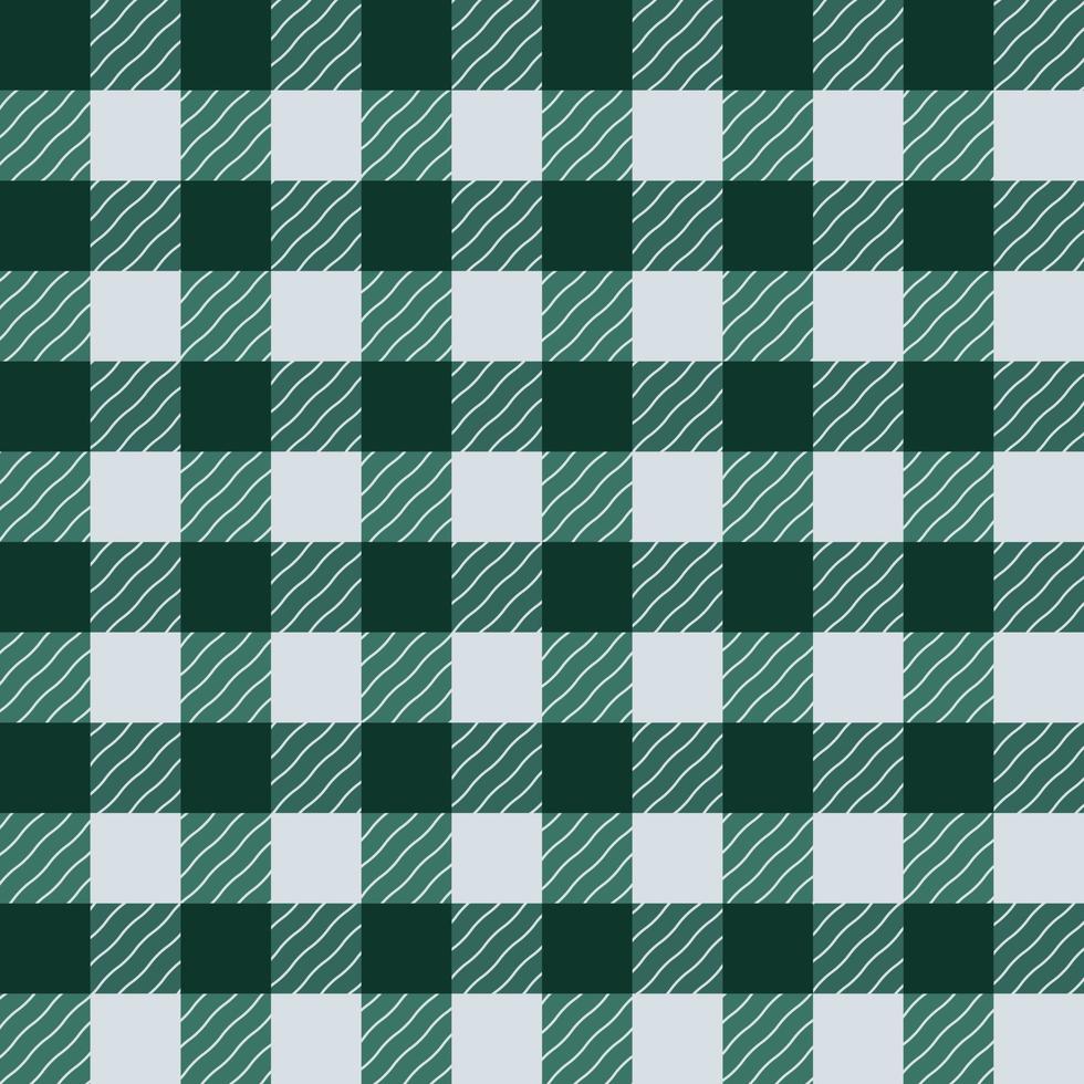 Gingham seamless checkered pattern in green. Vichy vector illustration for flannel fabric.