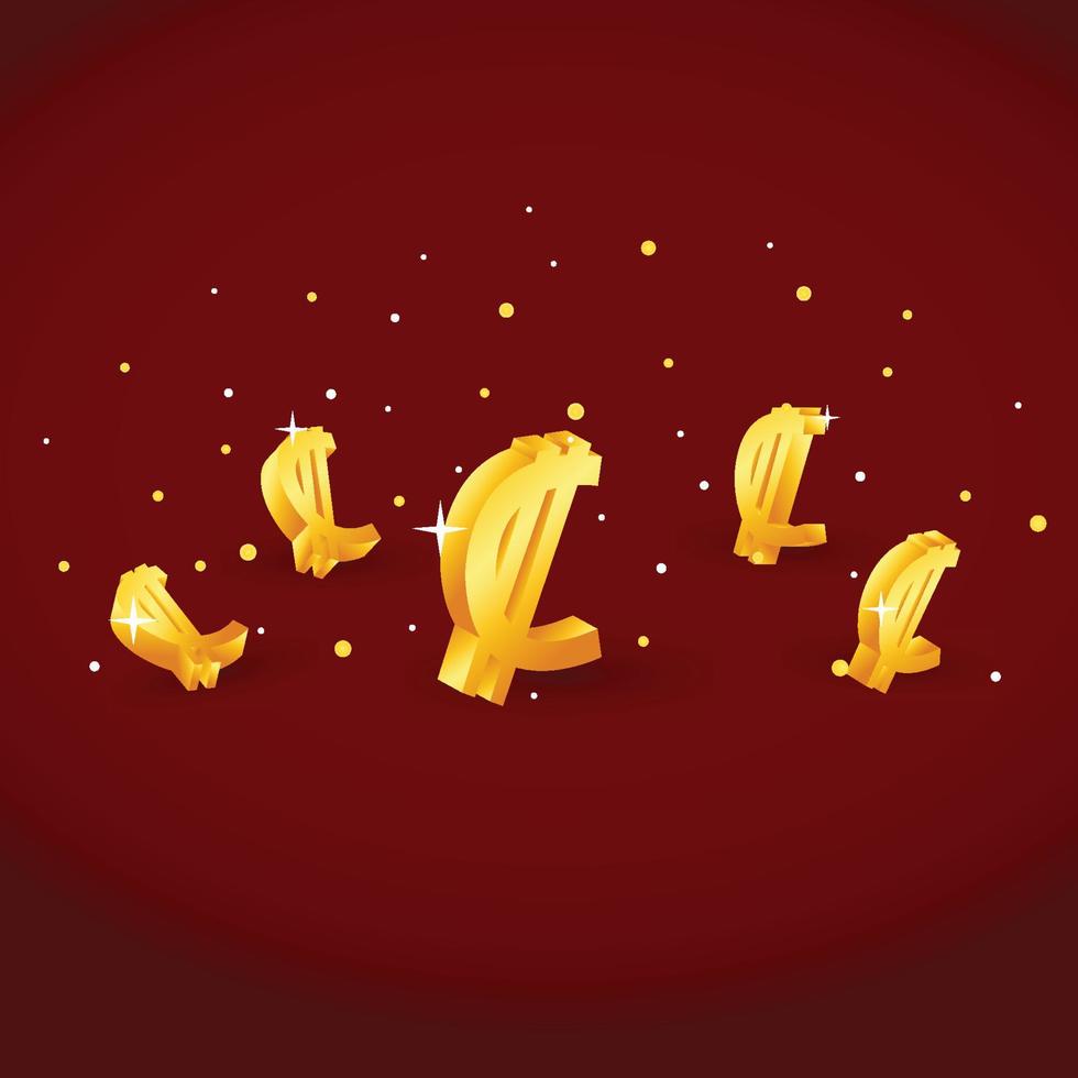 Costa Rica Currency Colon 3D Angle Vector Element With Gold And Shiny Color Design - Costa Rica Money, Invesment Illustion, Exchange Symbol, Wealth Income, Bank, Cash, buy, Earning Icon