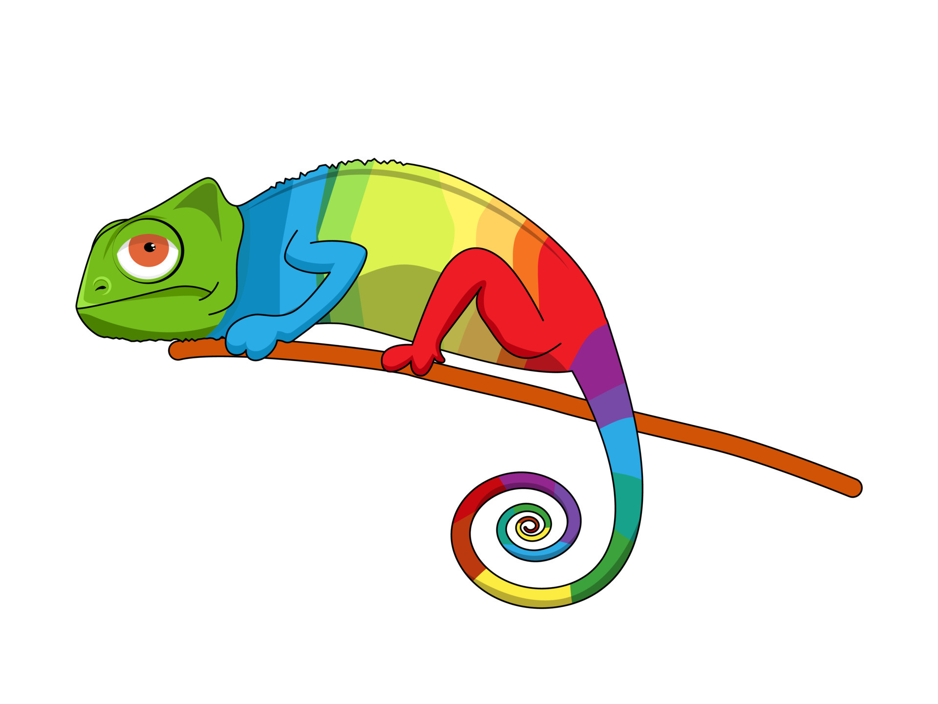 Multicolored chameleon lizard animal design isolated on white