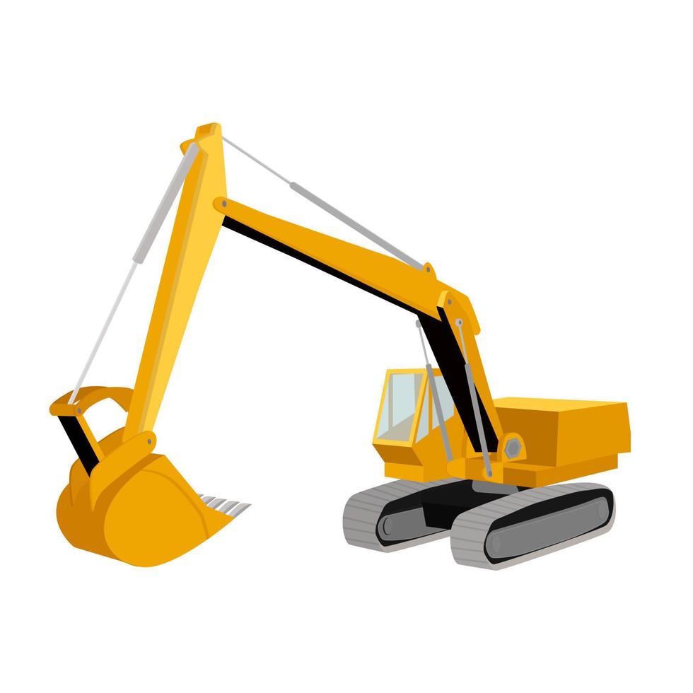 Power shovel isolated. Vector illustration. Excavator machine