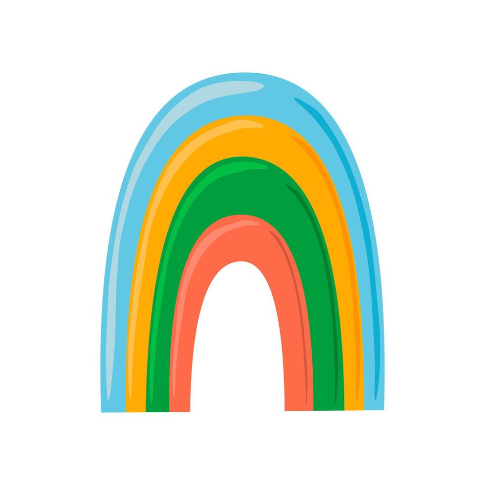 Cute colorful rainbow 1970 style vector isolated illustration