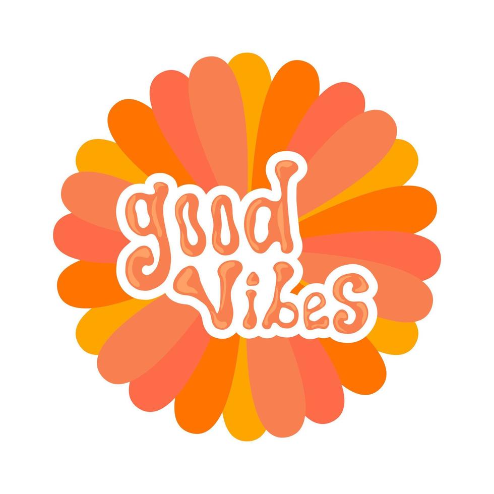 1970 good vibes colorful vector clipart illustration