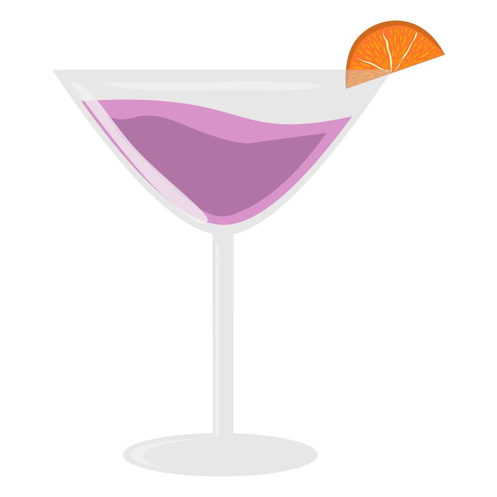 Cocktail with orange slice vector isolated illustration
