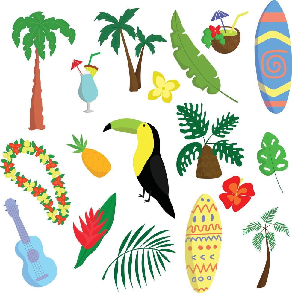 set of tropics, hawai vector