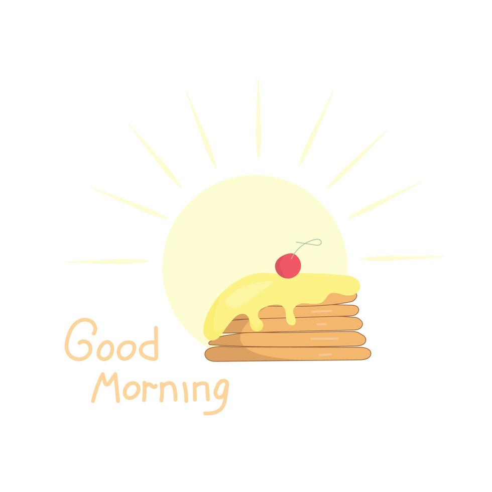 pancake  and good morning text vector