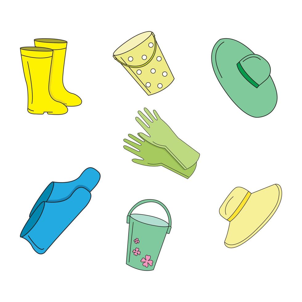 set of garden clothes vector