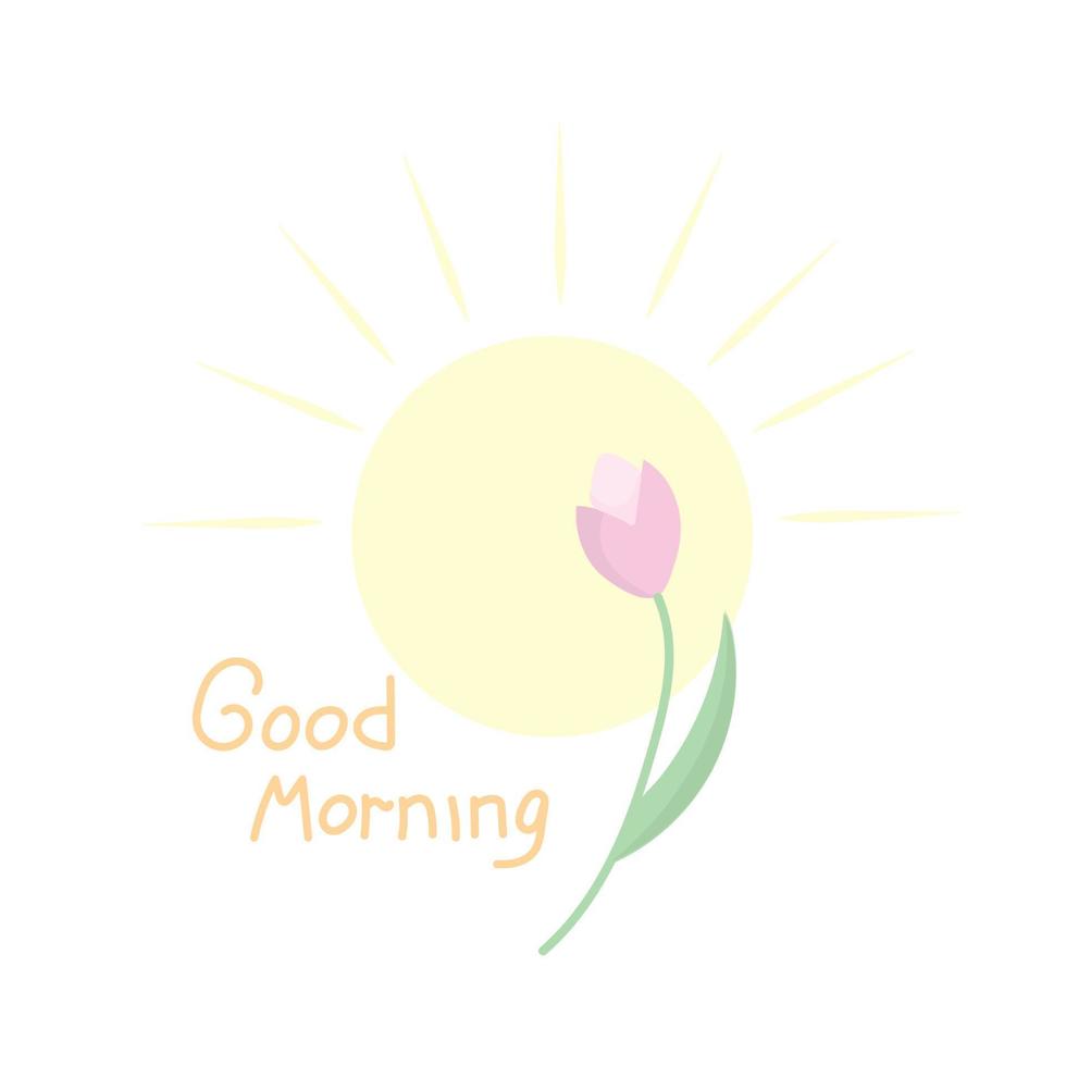 tulip and text good morning vector