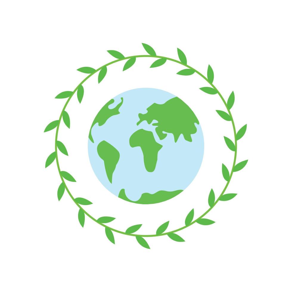 vector illustration planet earth in a wreath of leaves