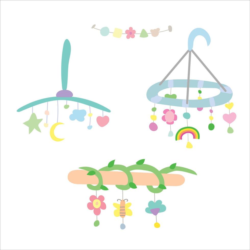 set of baby hanging toy vector