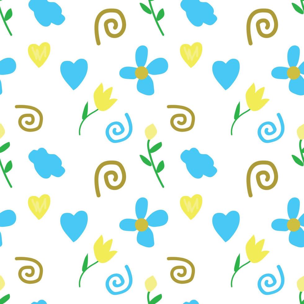 Seamless vector pattern with flowers and leaves