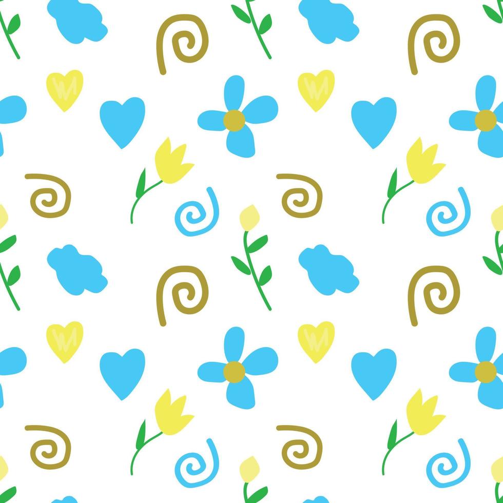 Seamless vector pattern with flowers and leaves