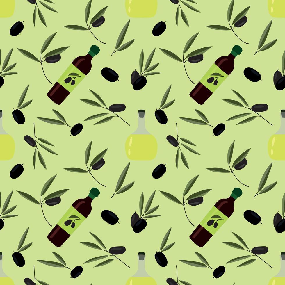 vector seamless pattern of olive branches