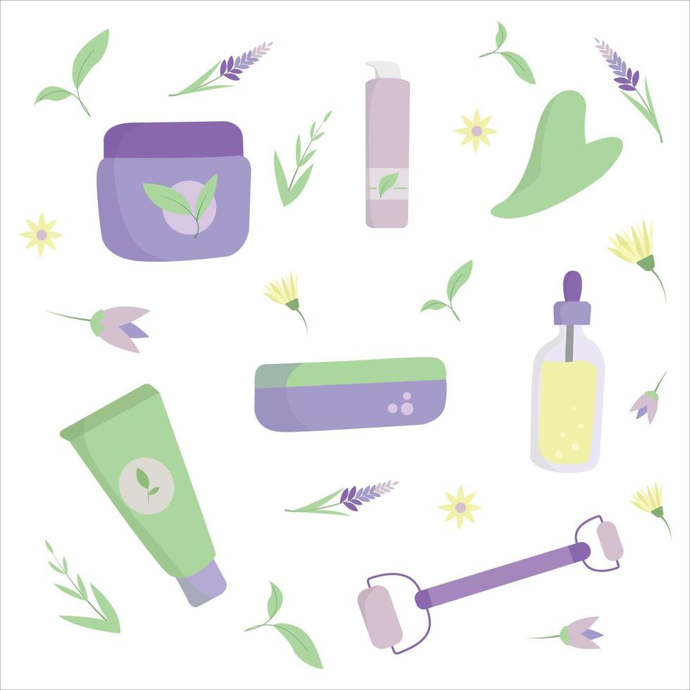 set of facial skin care vector