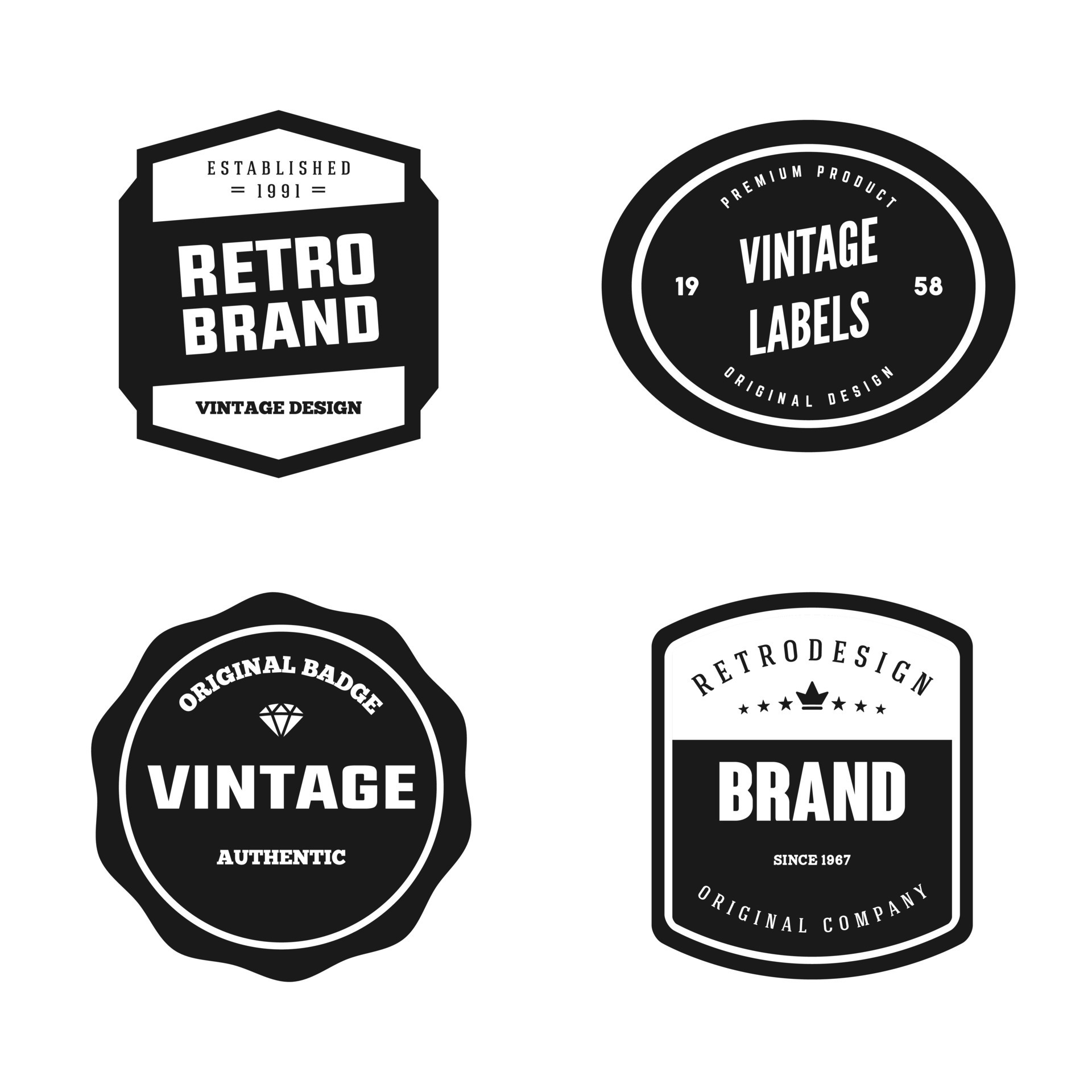 Retro Badges Logo Template Vector 7523811 Vector Art at Vecteezy