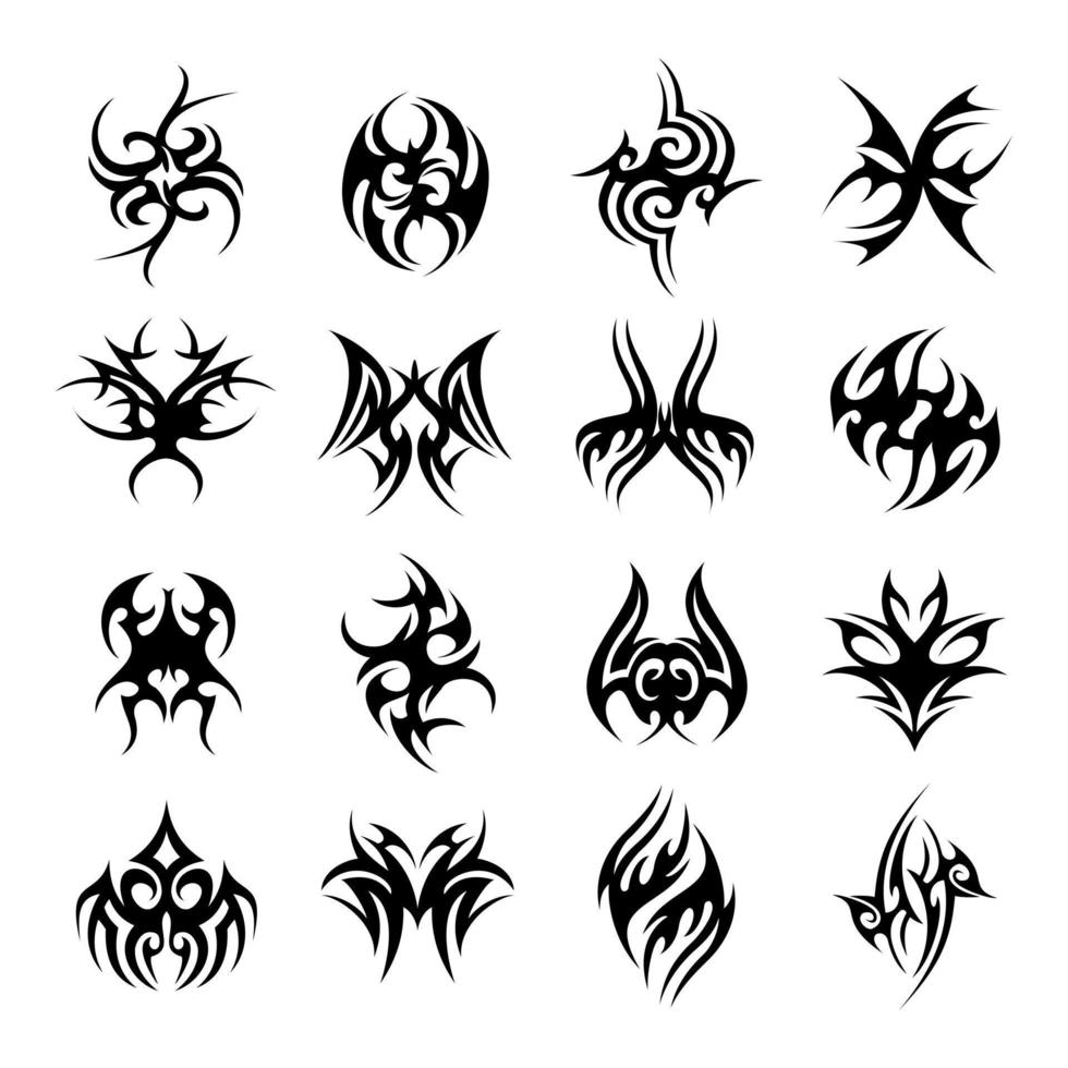 conjunto de diseño de tatuajes tribales vector