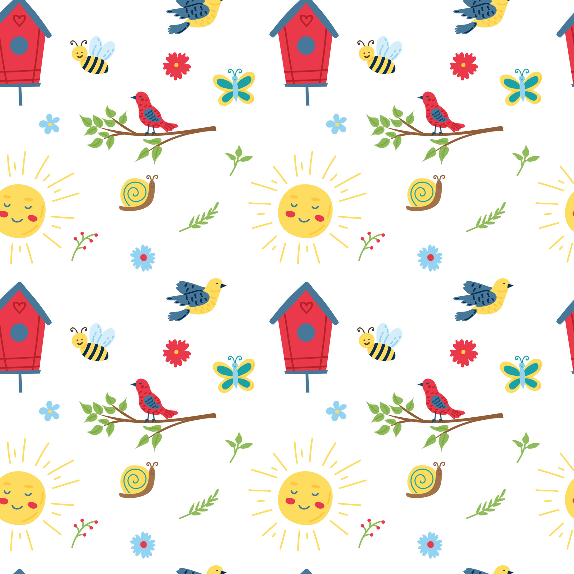 Spring seamless pattern. Flat vector illustration 7523827 Vector Art at ...