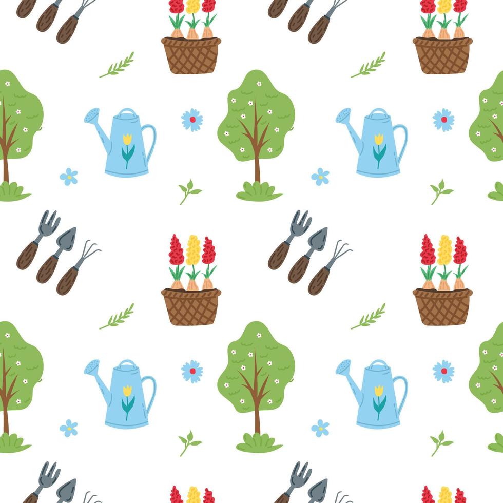 Spring seamless pattern. Flat vector illustration