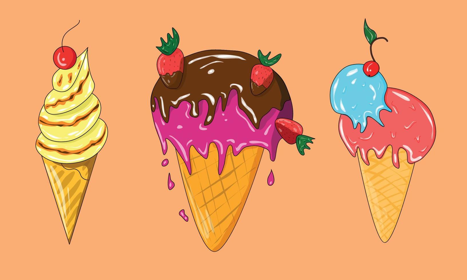 Collection set of ice creams vector