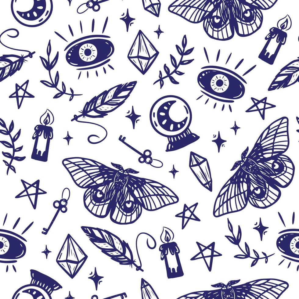 Decorative Seamless Pattern with Esoteric Mystical Symbols vector