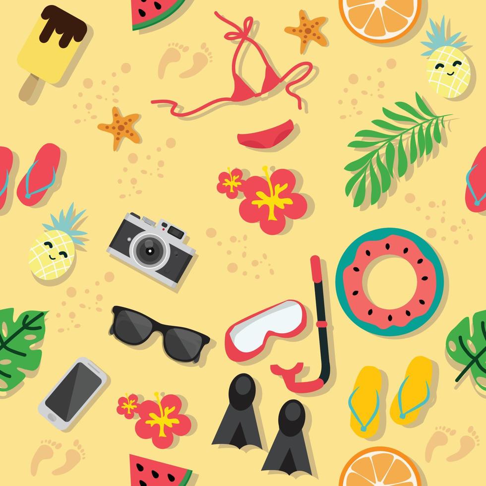 Summer beach  accessories seamless pattern vector