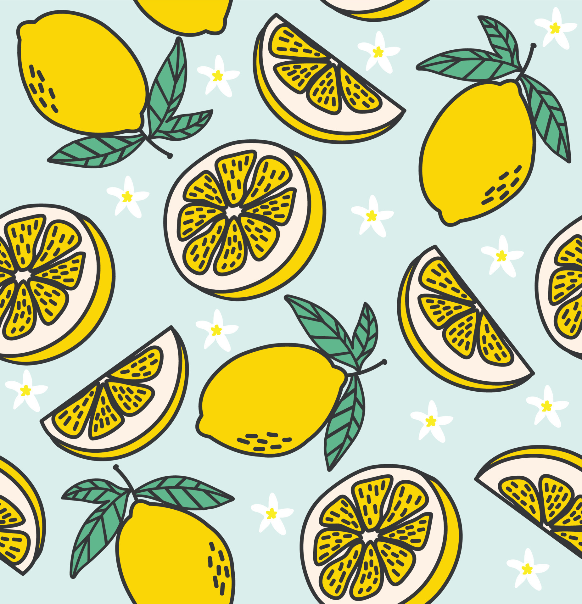 Fresh lemon slice Fruits seamless pattern 7523999 Vector Art at Vecteezy