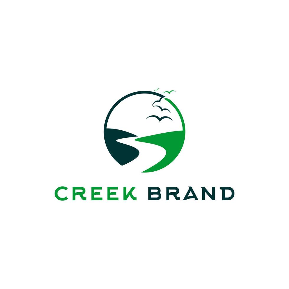 Valley Logo Creek River Round vector