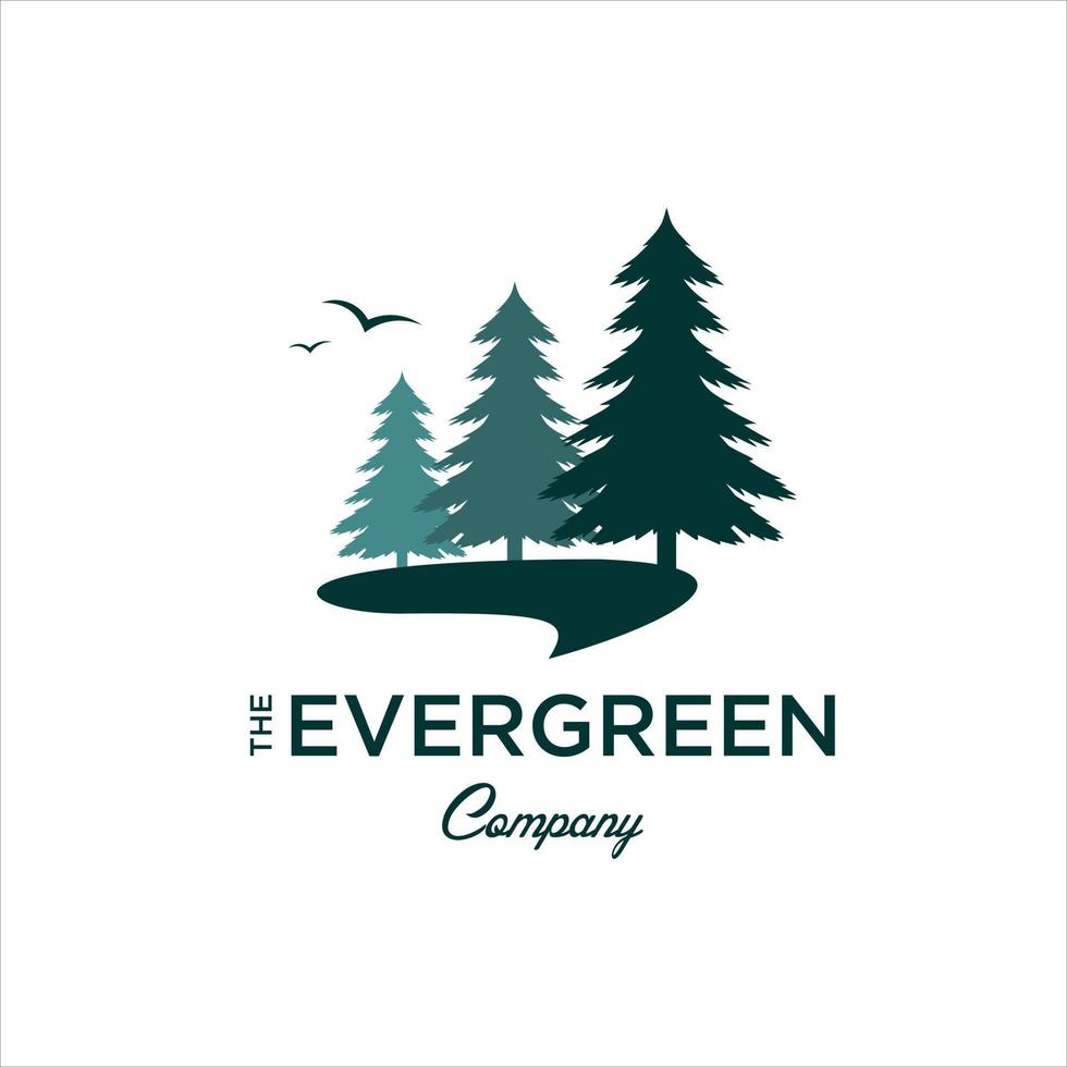 Pine trees  modern illustration evergreen spruce vector