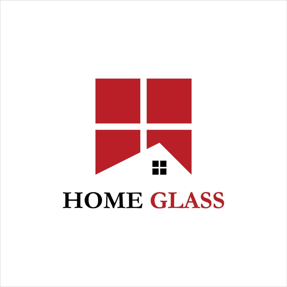 red square home window glass vector