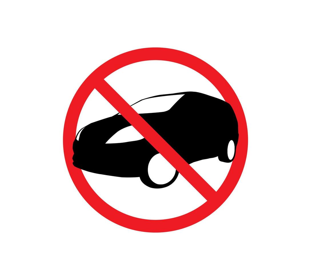 Circle Prohibited Sign For No Car. No Parking Sign. Vector illustration
