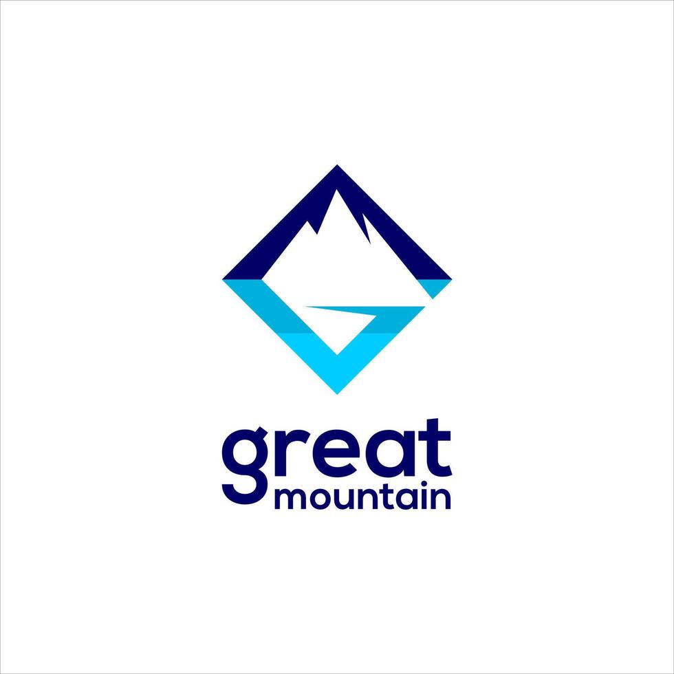 Simple modern ice blue geometric mountain vector