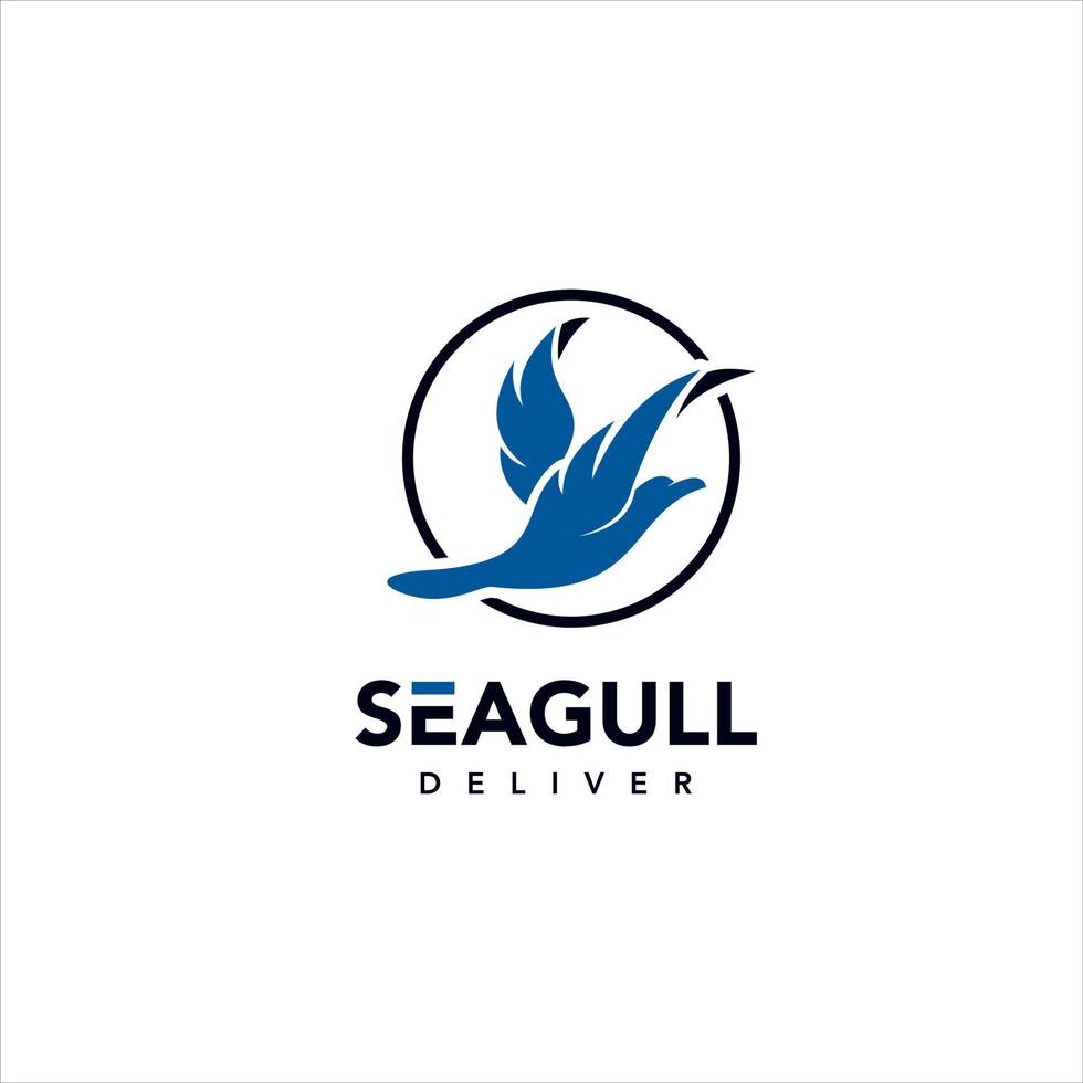 round seagull logo geometric fly bird vector