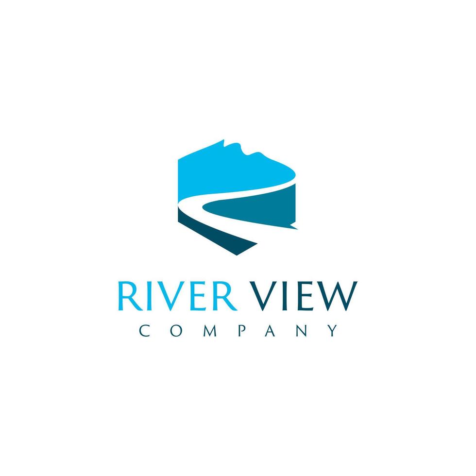 mountain logo simple blue modern river vector