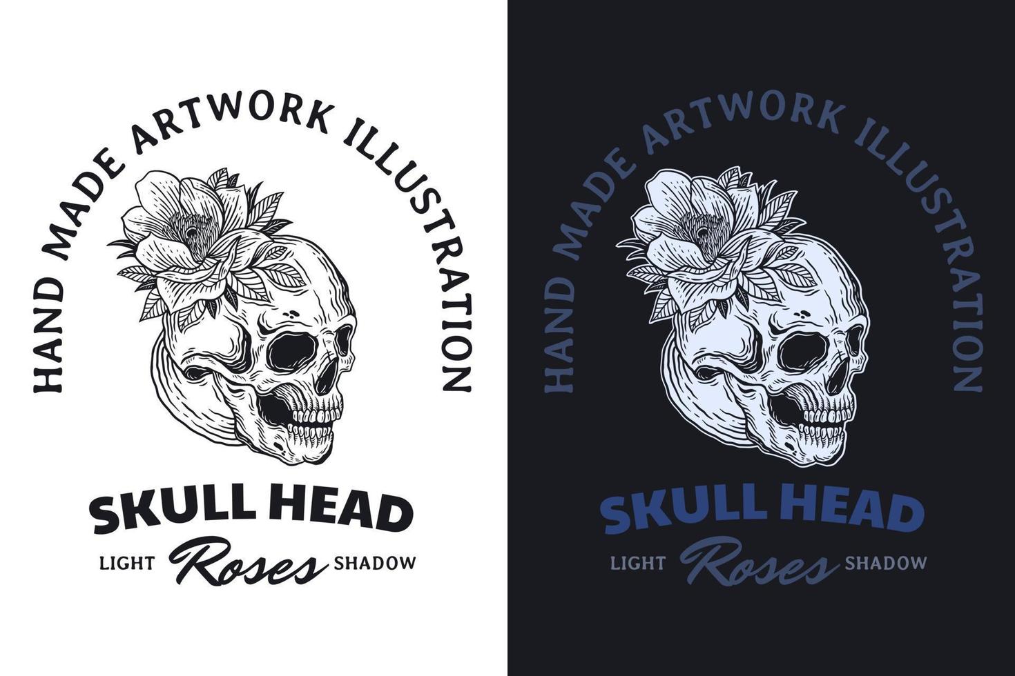 Set Skull Rose Dark illustration Beast Skull Bones Head Hand drawn Hatching Outline Symbol Tattoo Merchandise T-shirt Merch vintage vector