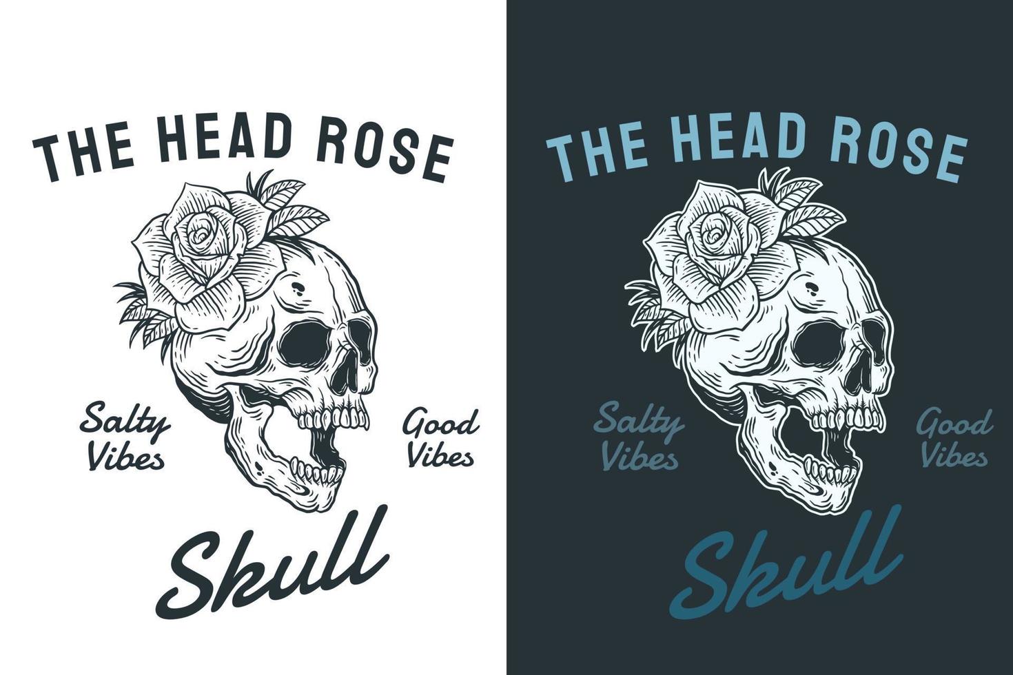 Set Skull Rose Dark illustration Beast Skull Bones Head Hand drawn Hatching Outline Symbol Tattoo Merchandise T-shirt Merch vintage vector