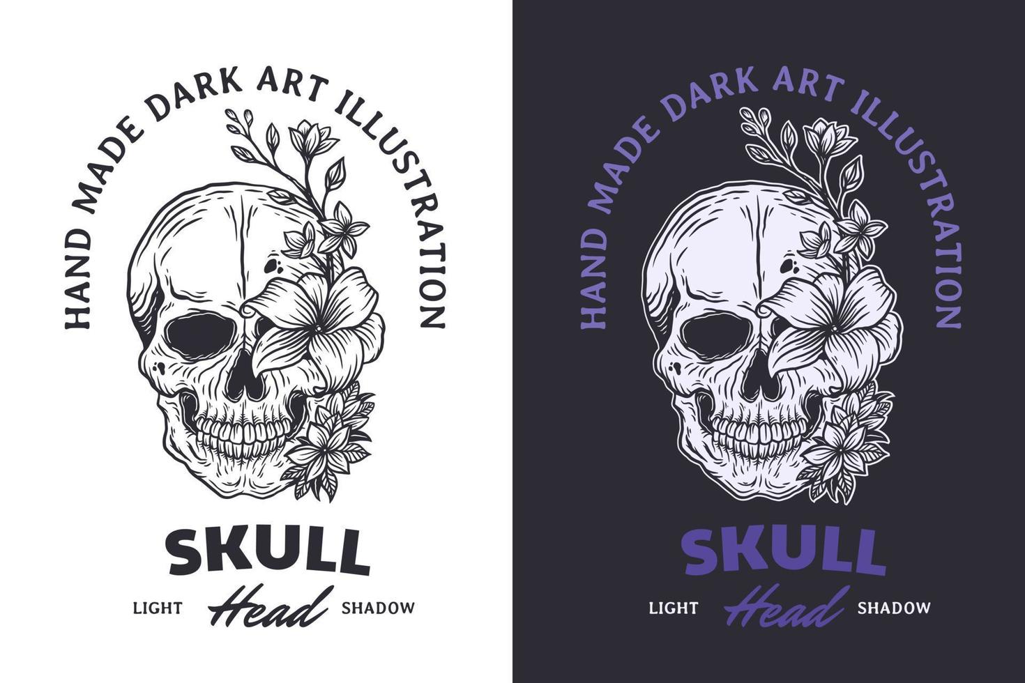 Set Skull Rose Dark illustration Beast Skull Bones Head Hand drawn Hatching Outline Symbol Tattoo Merchandise T-shirt Merch vintage vector