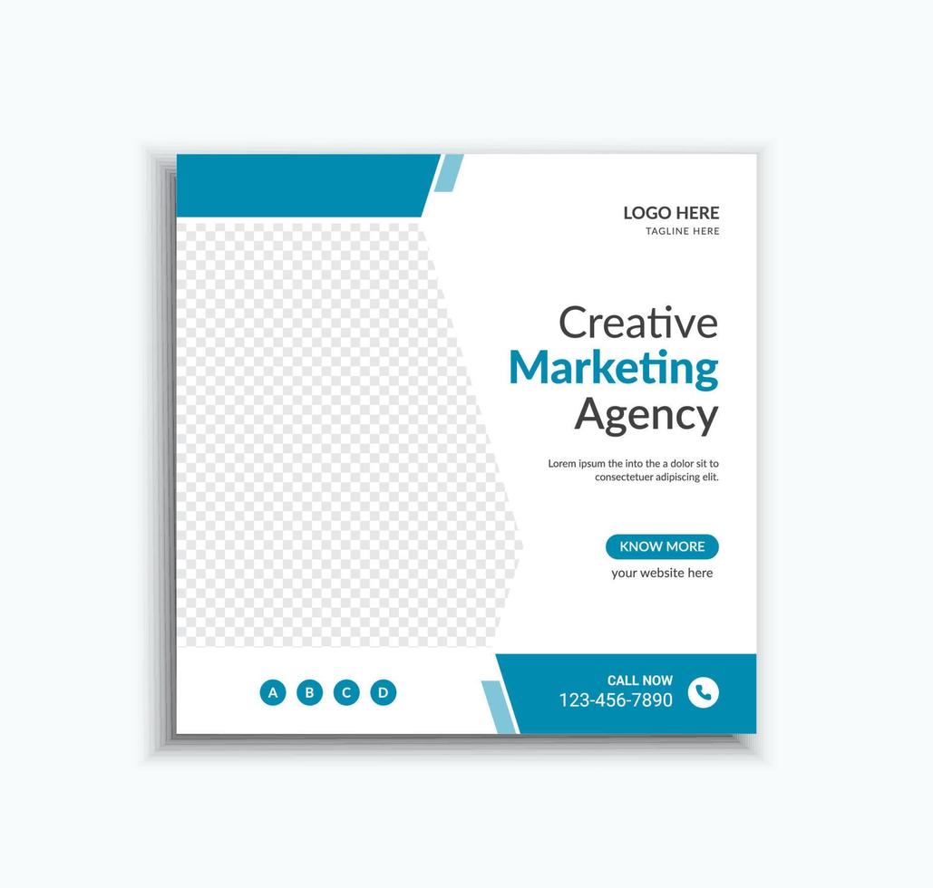 Flat blue social media post and web banner template layout vector