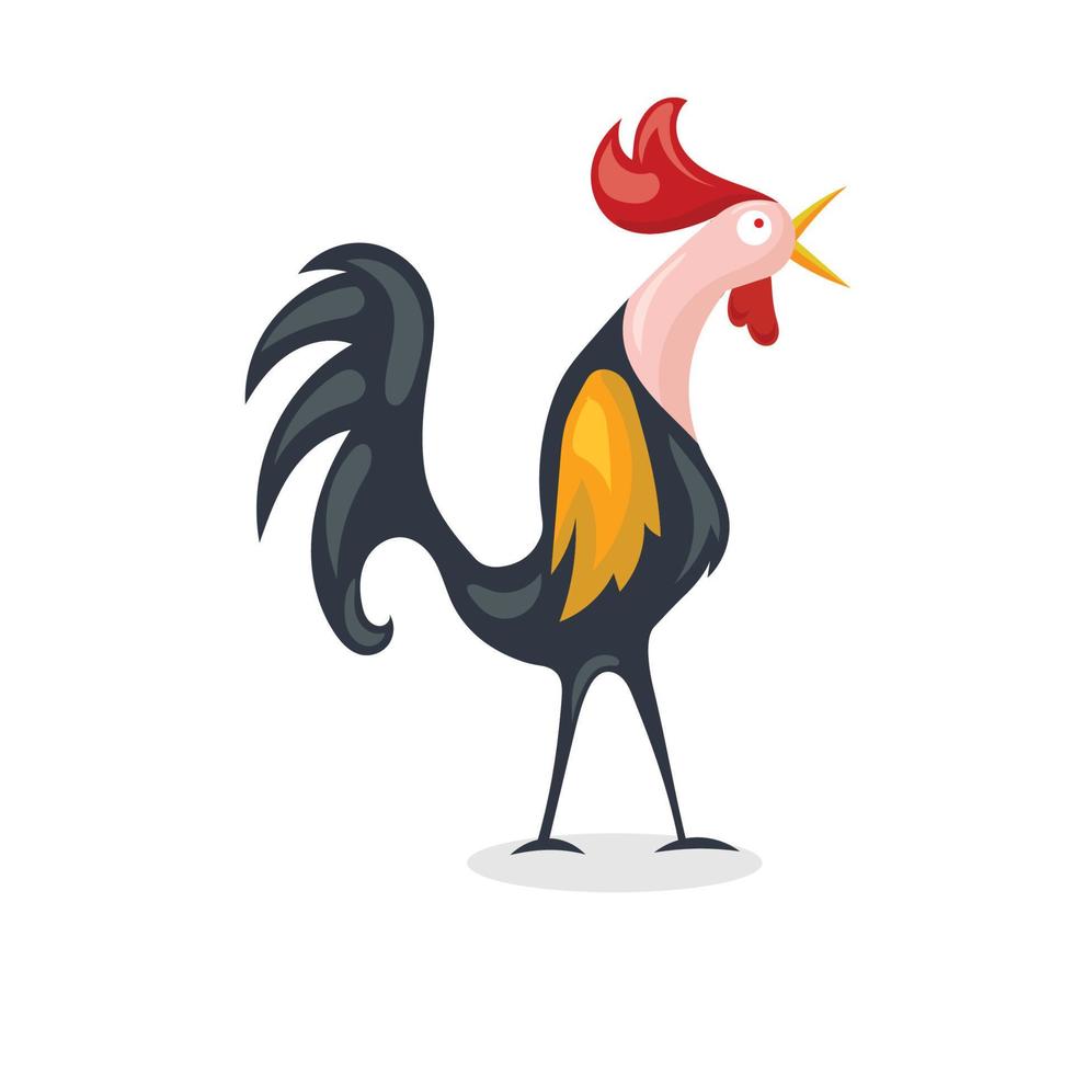 Cartoon rooster crowing vector, vector
